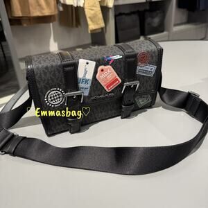 Michael Kors Cooper Embellished Signature Logo Trunk Crossbody Bag Black